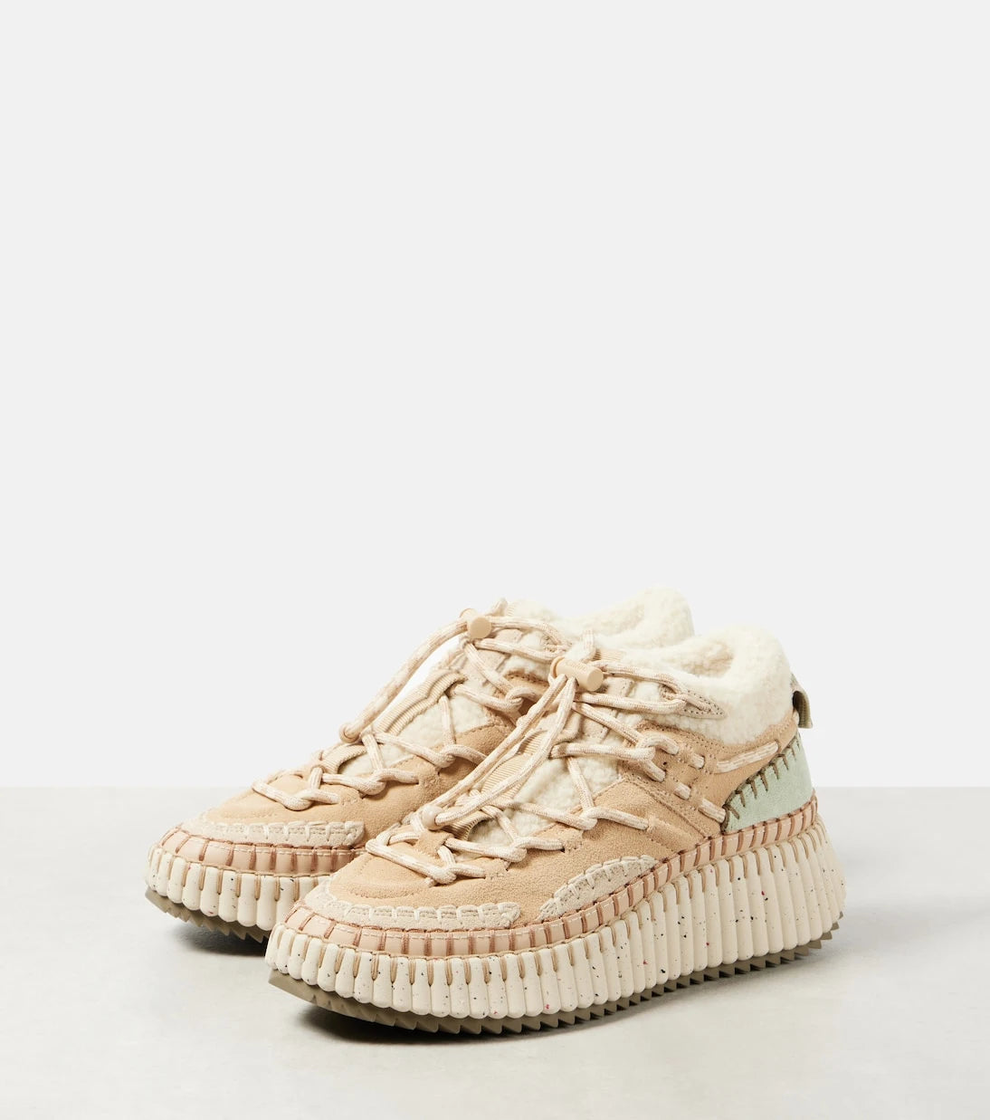 Chloé - Nama shearling-lined suede sneakers