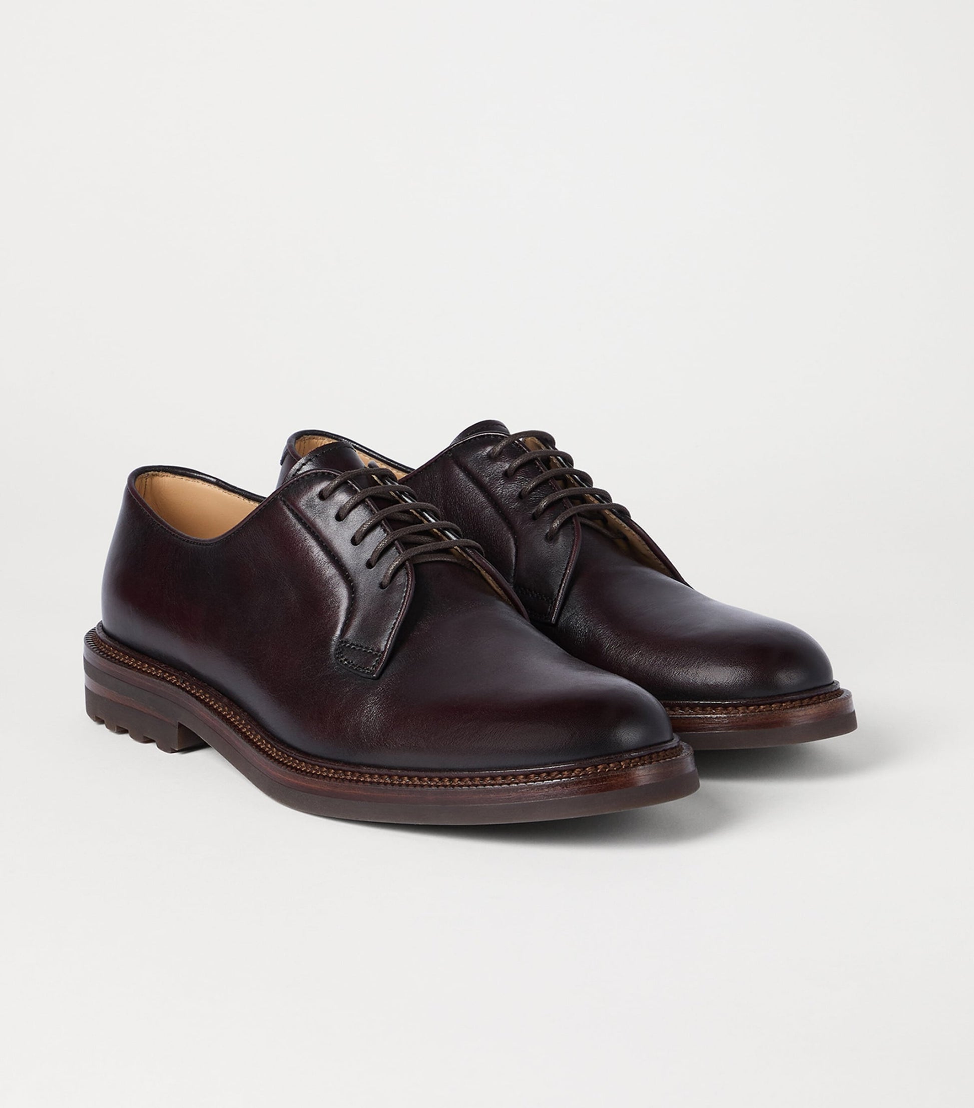 Brunello Cucinelli Burnished Calfskin Derby Shoes
