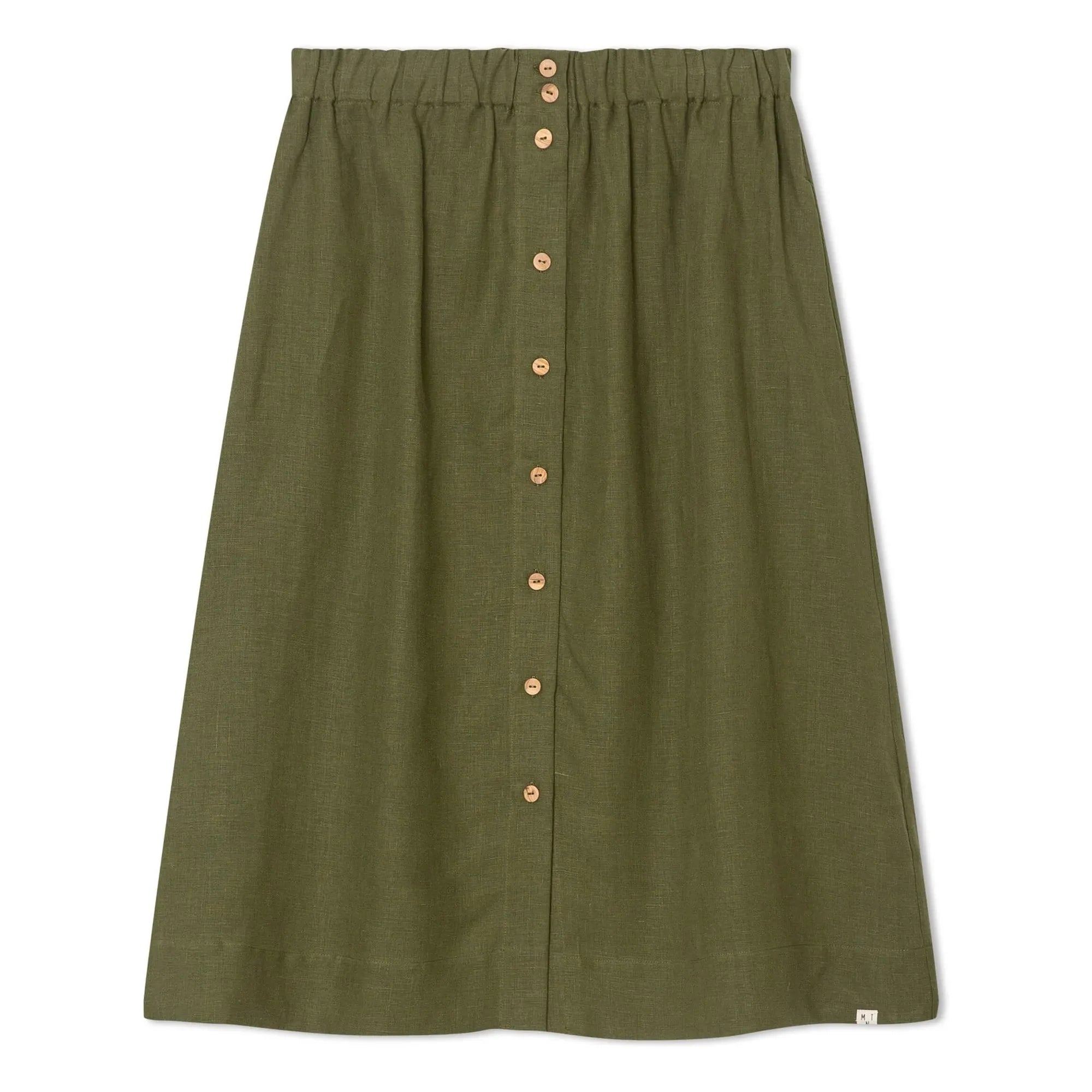 Matona - Linen Mi-Long Skirt | Olive