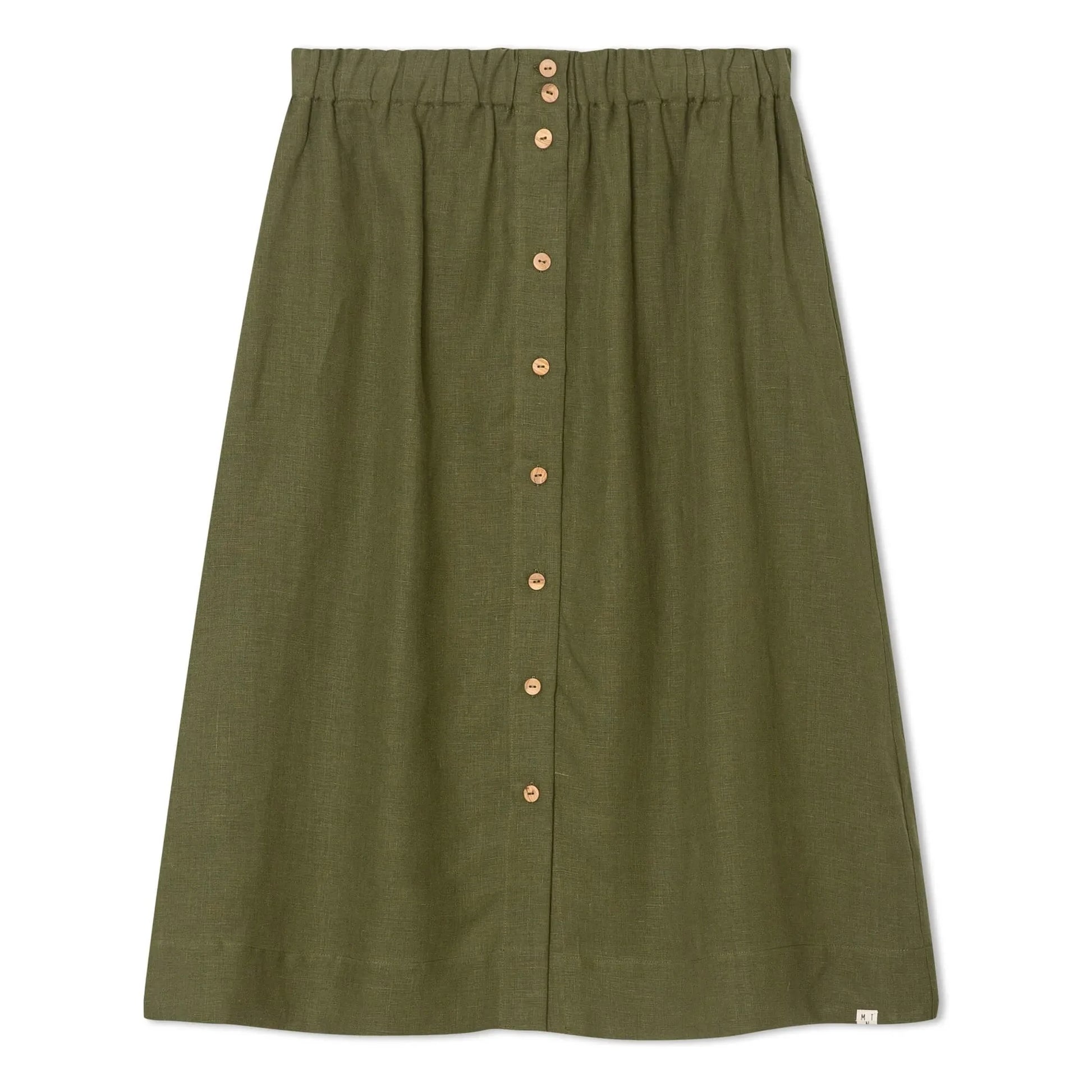Matona - Linen Mi-Long Skirt | Olive