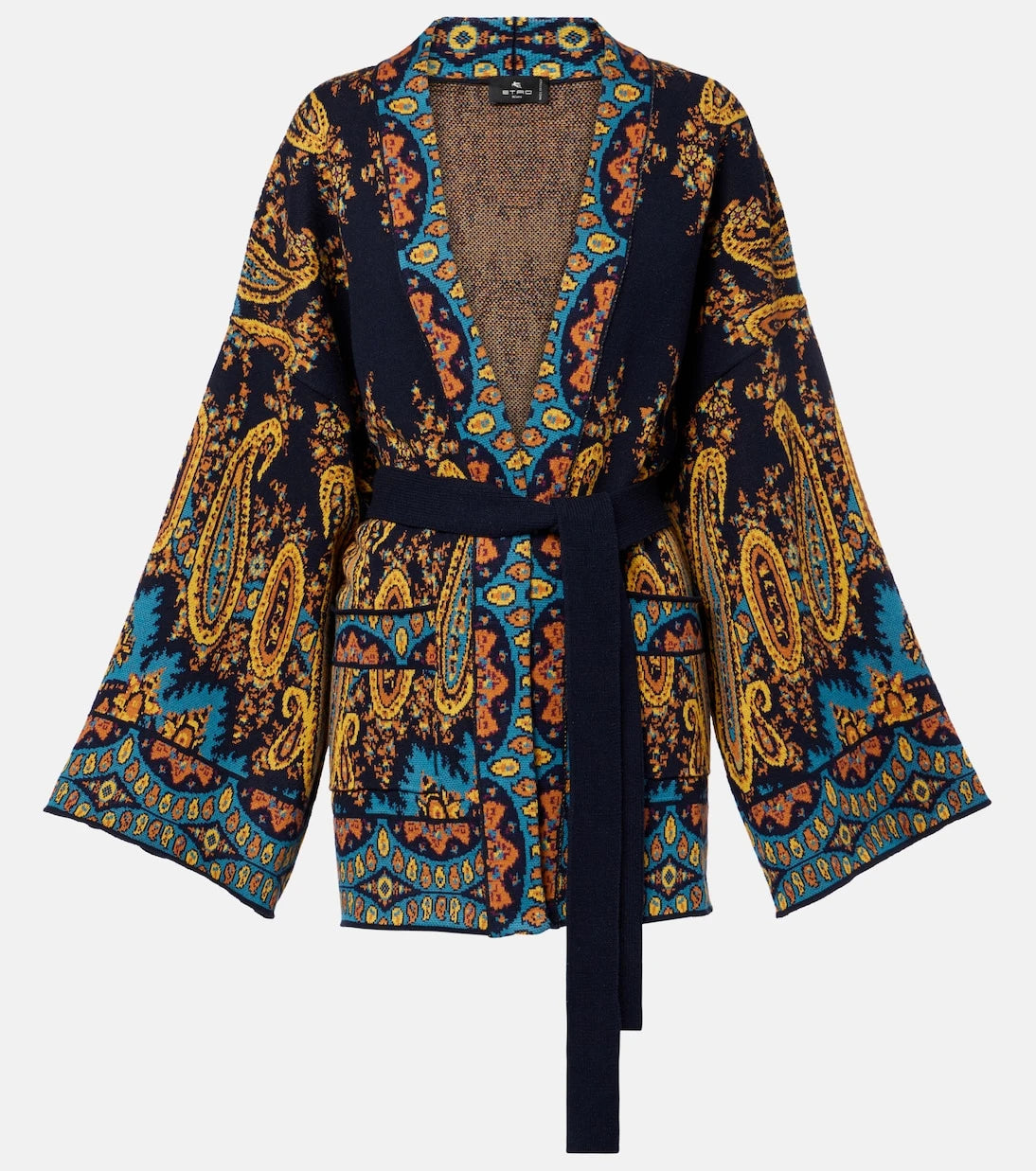 Etro - Jacquard cotton-blend wrap cardigan