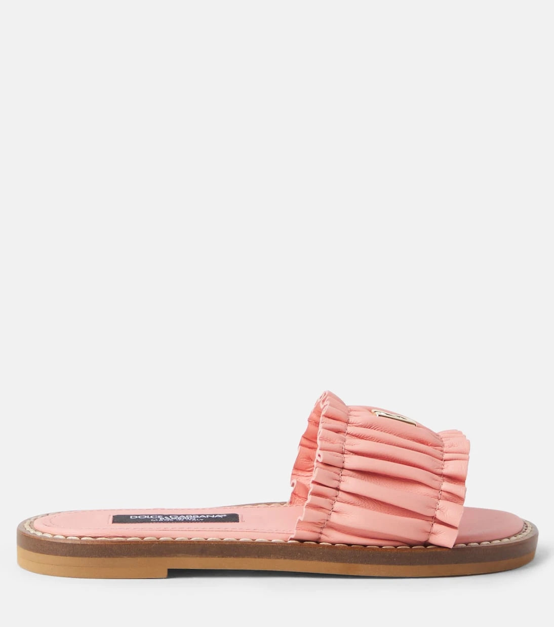 Dolce&Gabbana Kids - DG ruched leather slides