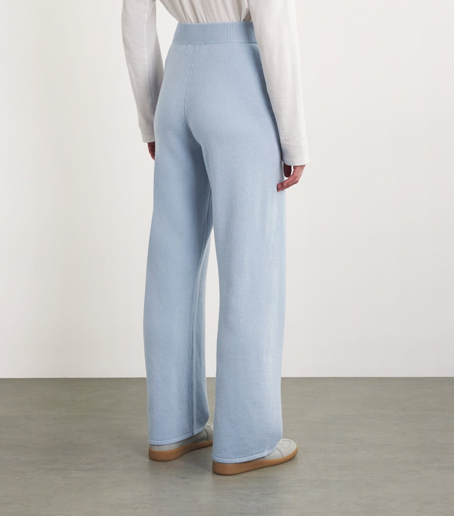 Blue Cashmere Wide-Leg Sweatpants