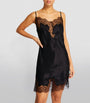 Marjolaine Black Silk Lace-Trim Chemise
