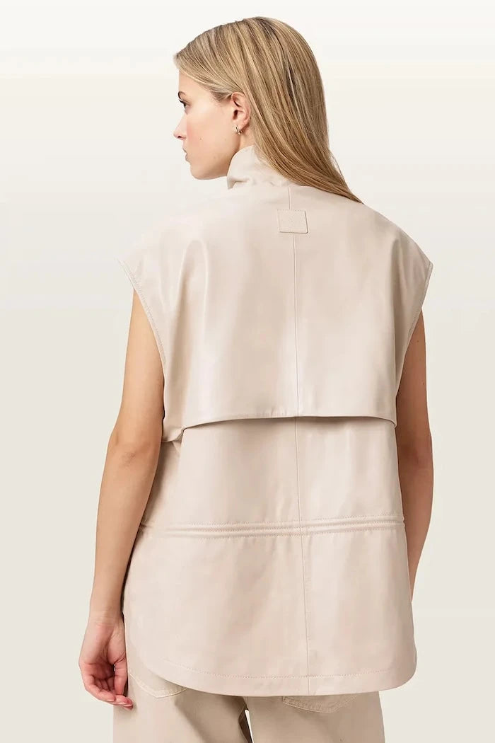 AllSaints елек дамски от кожа FLOR