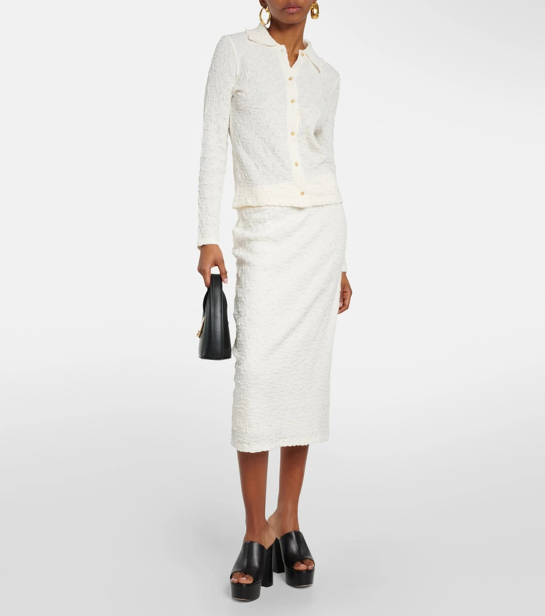 Vince - Smocked cotton-blend midi skirt