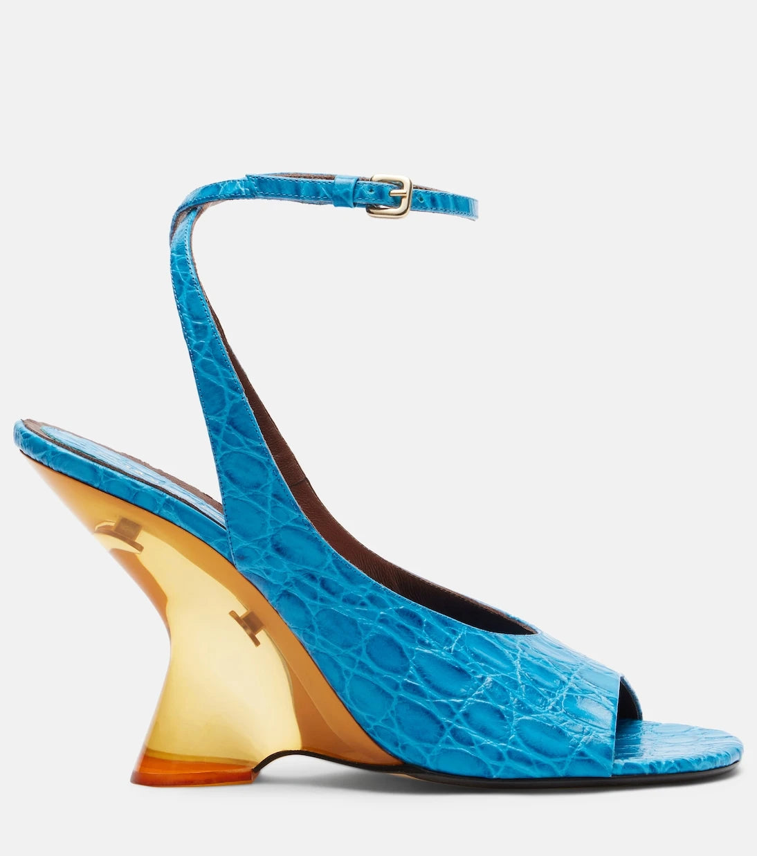 Dries Van Noten - Croc-effect leather wedge sandals