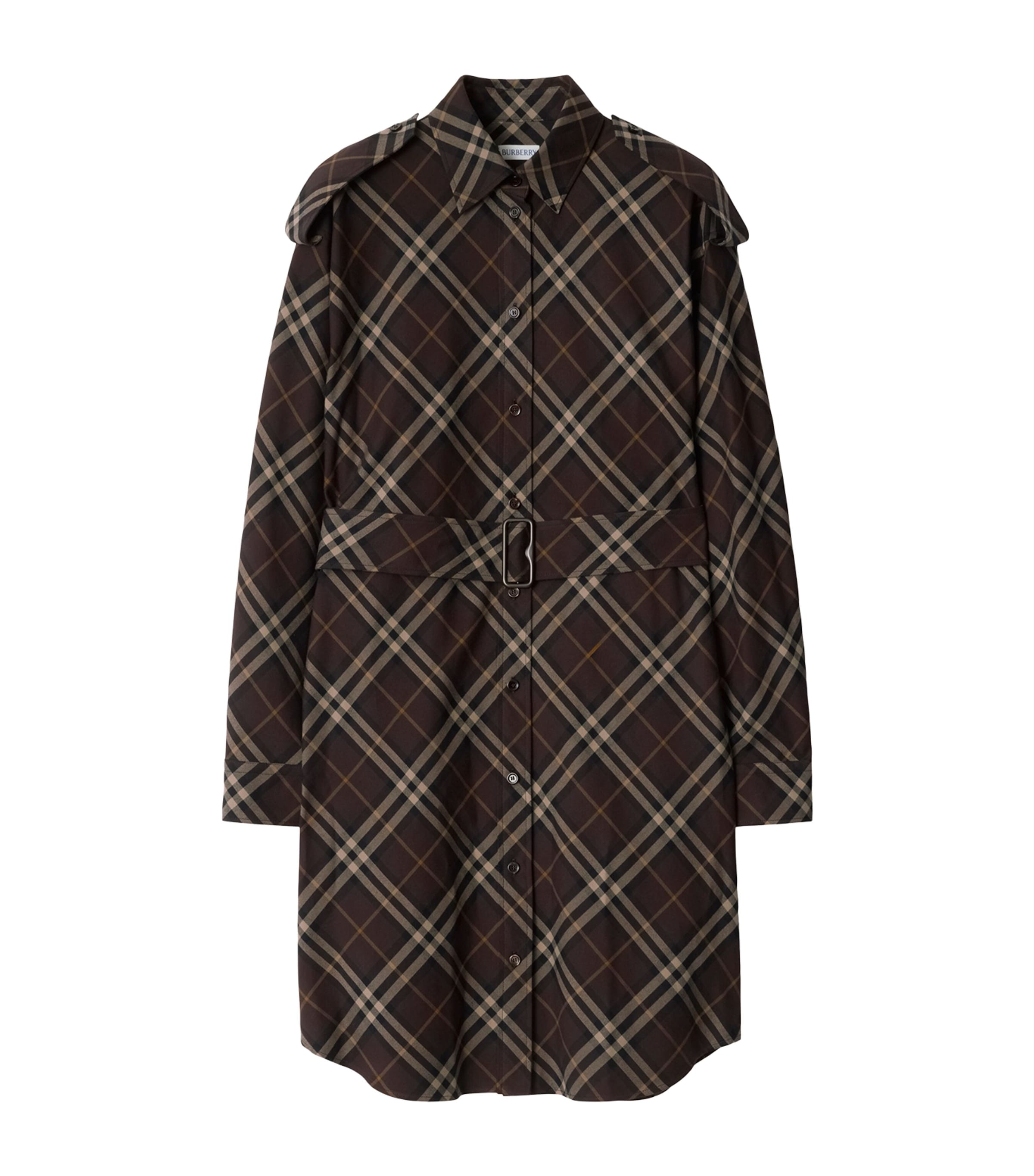 Burberry Brown Cotton Check Mini Shirt Dress