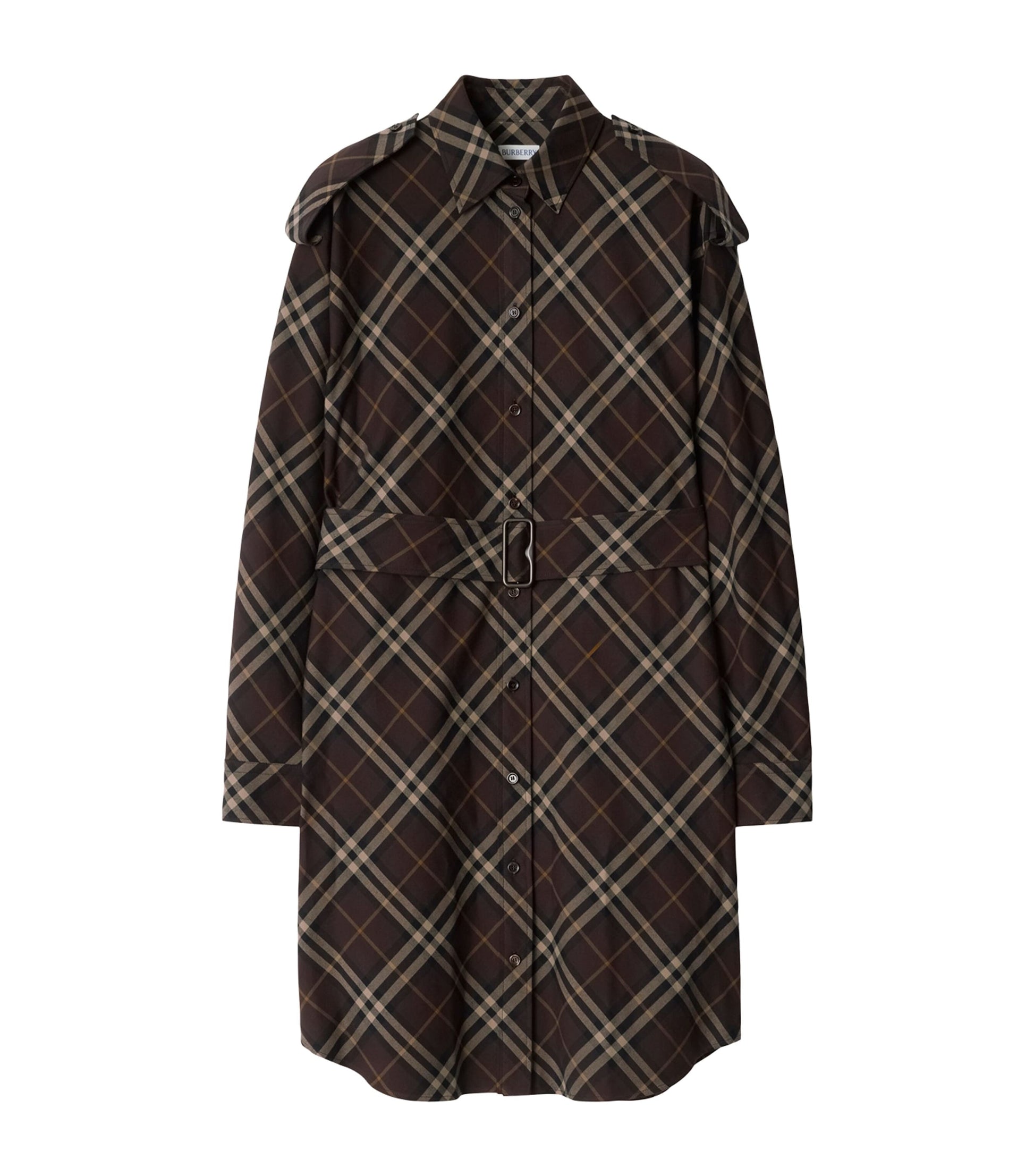 Burberry Brown Cotton Check Mini Shirt Dress