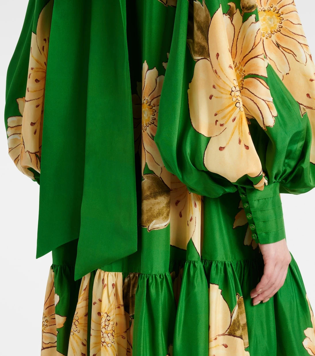 Alémais - Sage floral silk midi dress