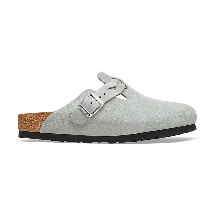 Birkenstock Kadın Süet Terlik Sabolar Boston Braided Suede Leather