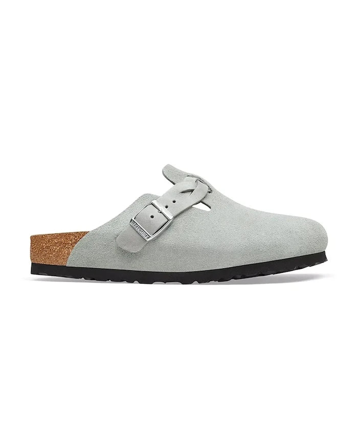 Birkenstock Kadın Süet Terlik Sabolar Boston Braided Suede Leather
