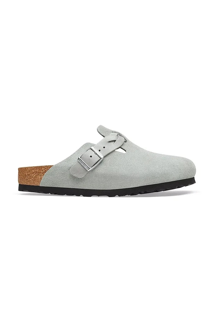 Birkenstock Kadın Süet Terlik Sabolar Boston Braided Suede Leather