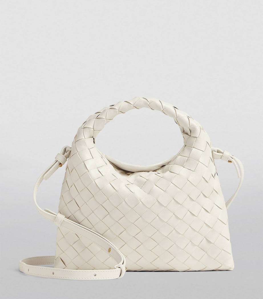 Bottega Veneta White Small Leather Hop Cross-Body Bag