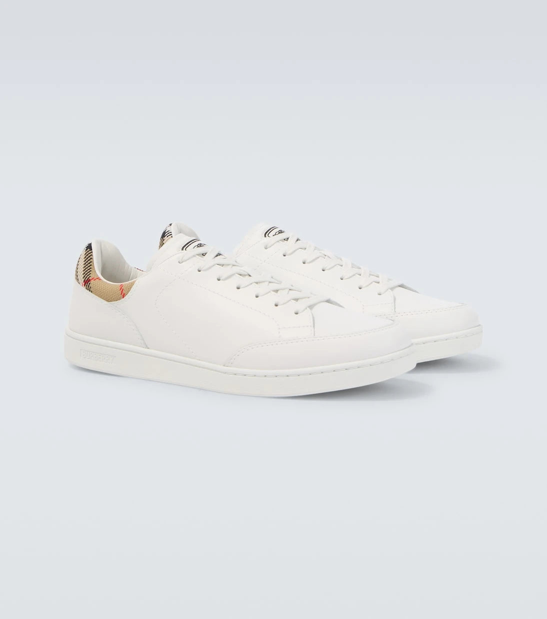 Burberry - Set Burberry Check leather sneakers