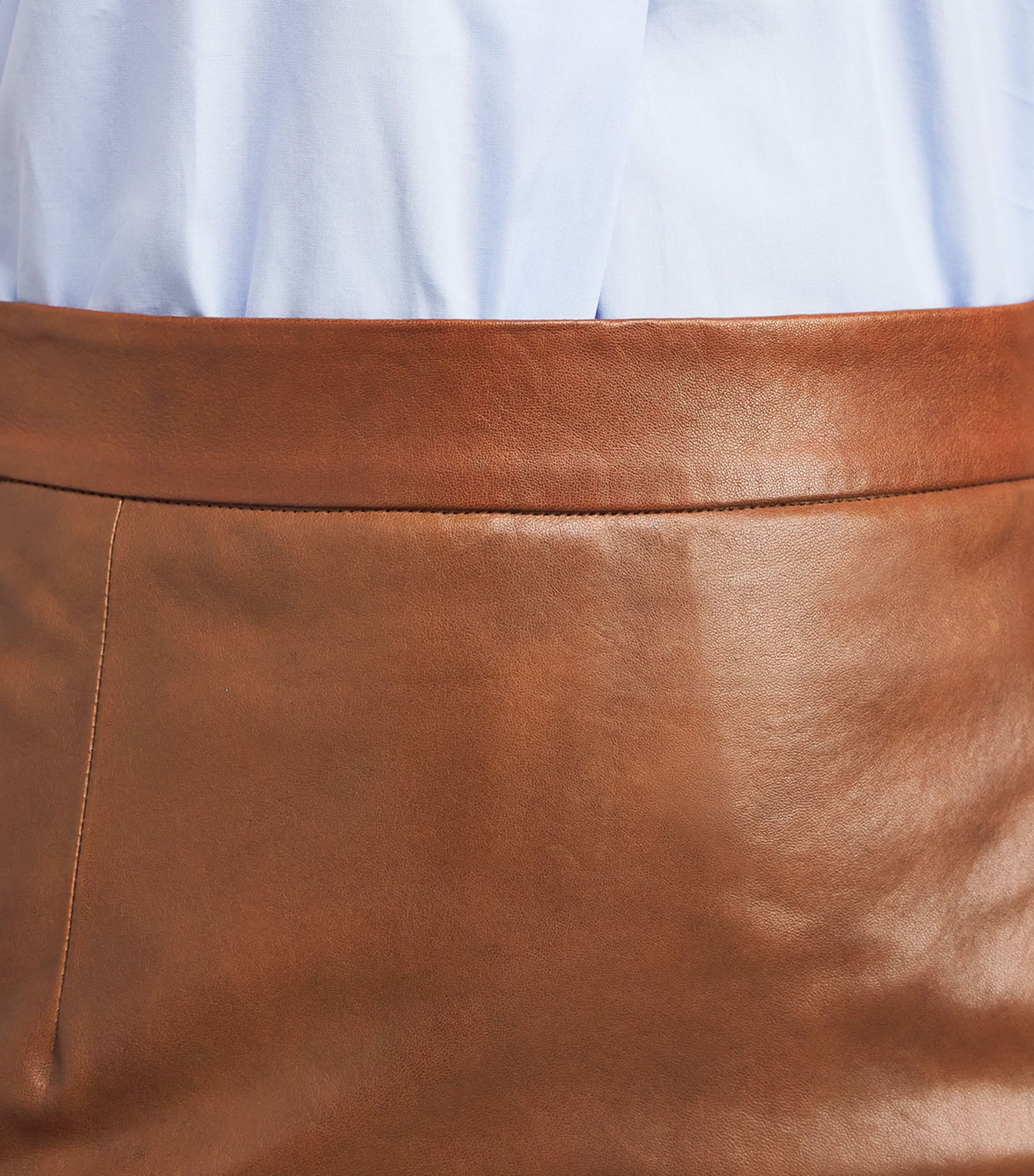 Brown Lambskin Midi Skirt