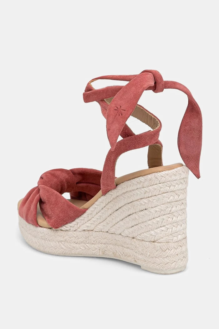 Manebi Wedge Espadrilles With Knot Süet Bilekten Bağlamalı Dolgu Topuk Espadril Sandalet