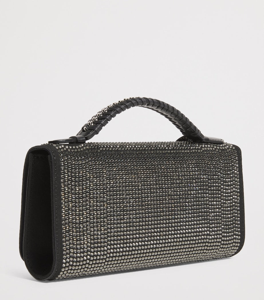 Stella McCartney Black Embellished Falabella Top-Handle Clutch Bag