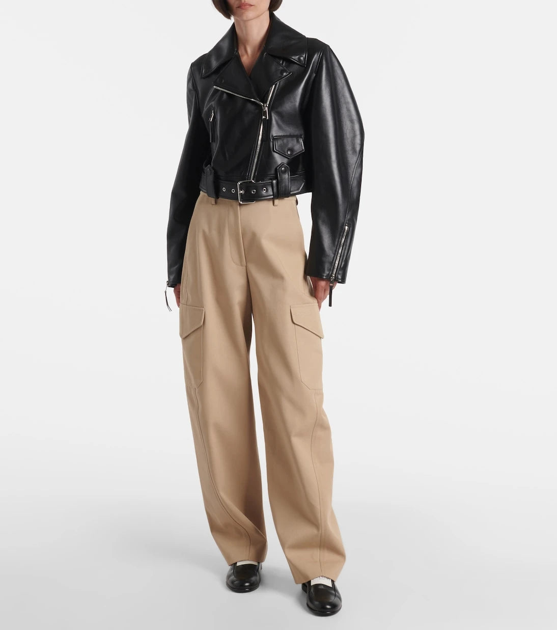 Givenchy - جاكيت جلد قصير "كوكوون" للدراجين