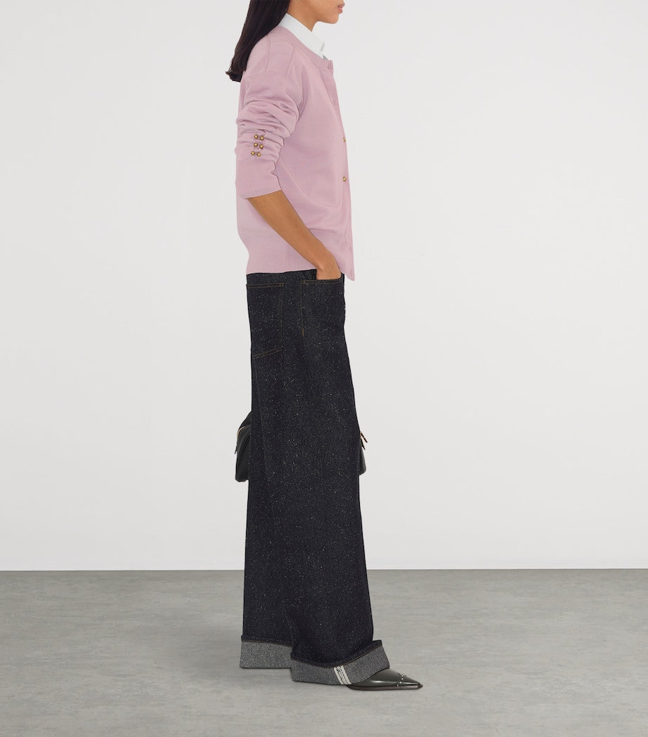 Purple Wool Embroidered B Crest Cardigan