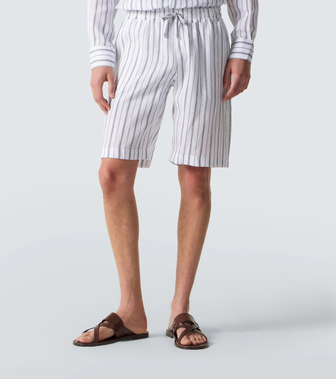 Fedeli - Striped linen Bermuda shorts