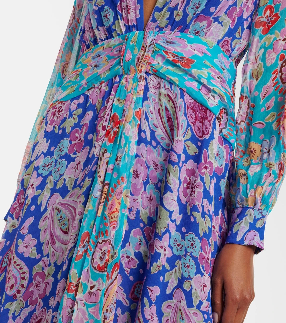 Rixo - Meera floral gathered chiffon maxi dress