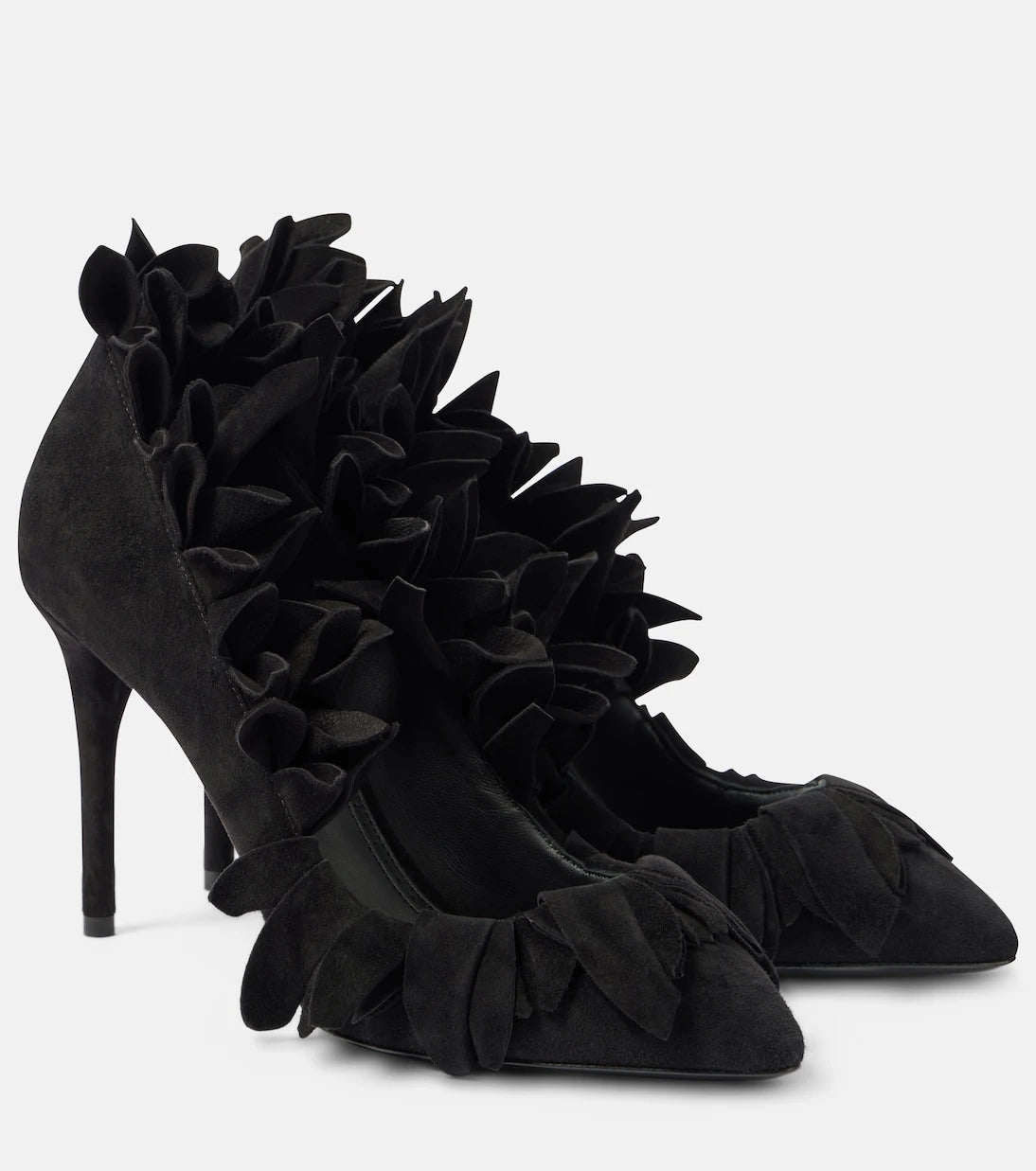 Alaïa - Petal ruffled suede pumps