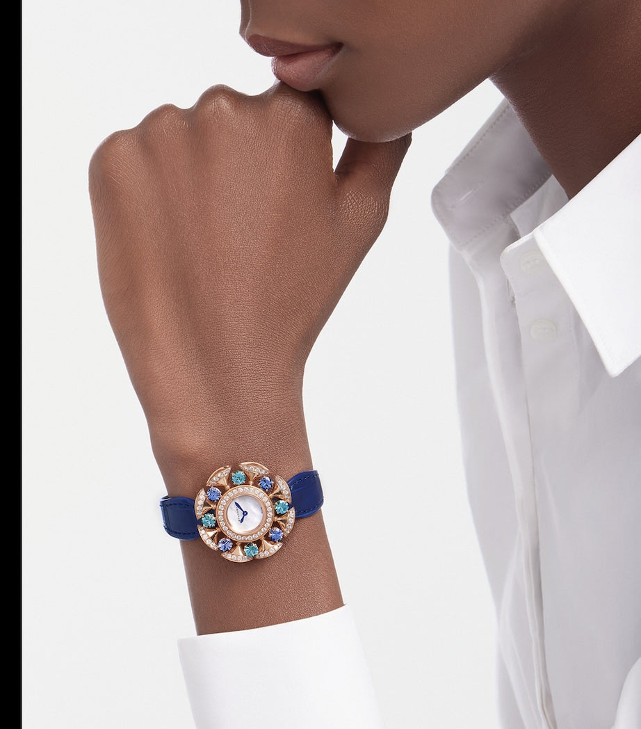 Rose Gold, Diamond, Topaz and Tanzanite Divas' Dream Watch 33mm