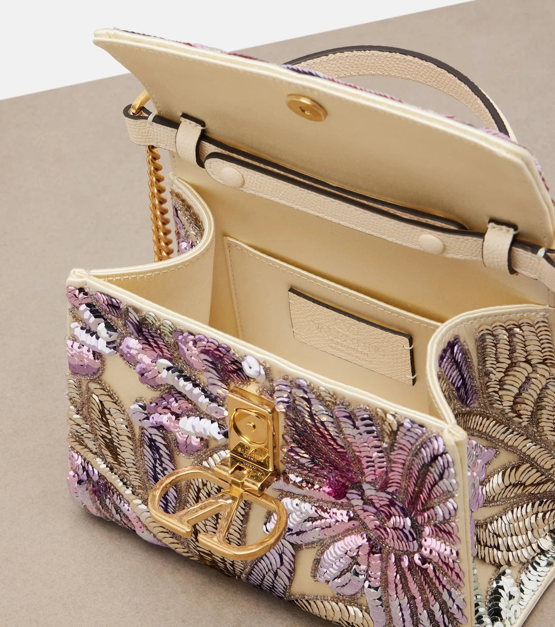 Valentino Garavani - VSling Mini sequined satin top-handle bag