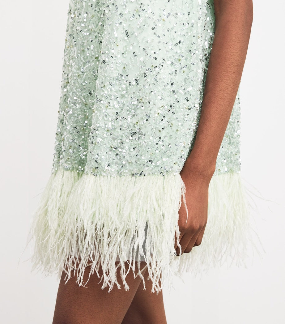Alice+Olivia Green Embellished Erna Mini Dress