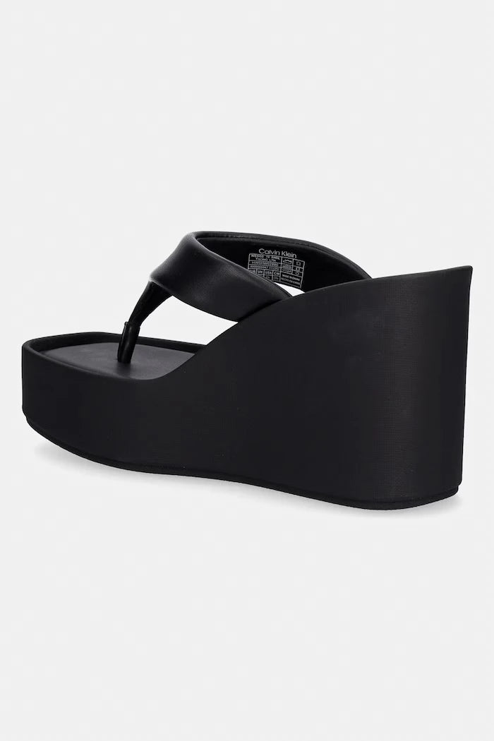 Calvin Klein Kadın Deri WEDGE 70 SNDL THONG Terlik