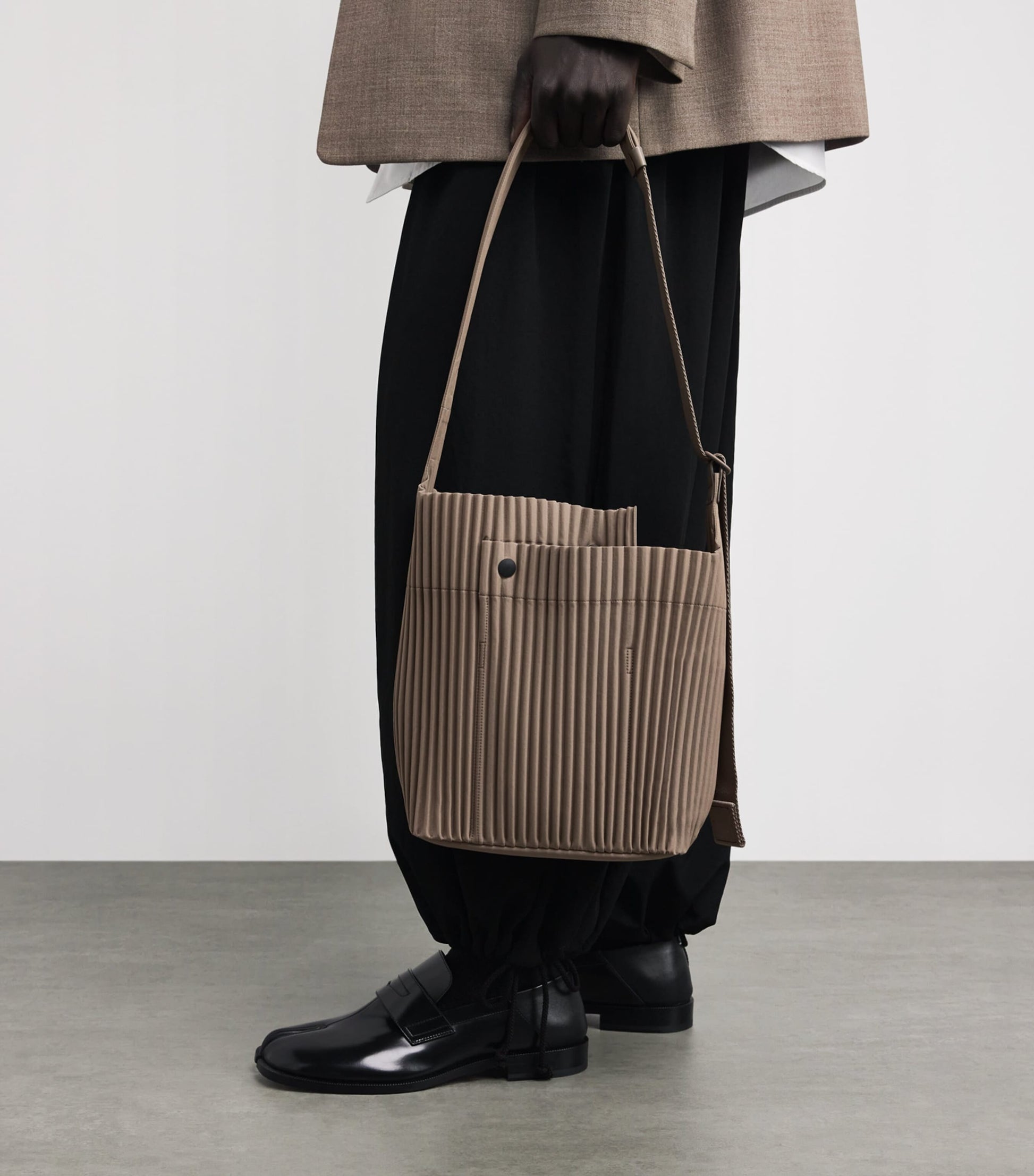 Pleated Utility Shoulder Bag