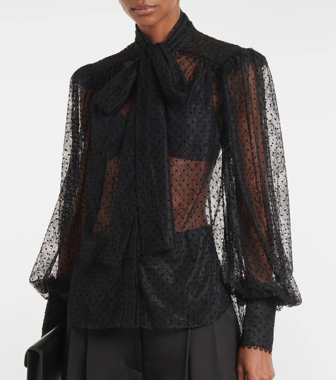 Rebecca Vallance - Ethel tie-neck lace blouse