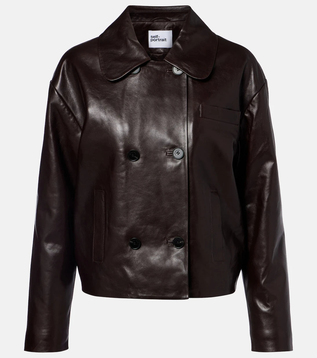 Self-Portrait - Cropped leather jacket
