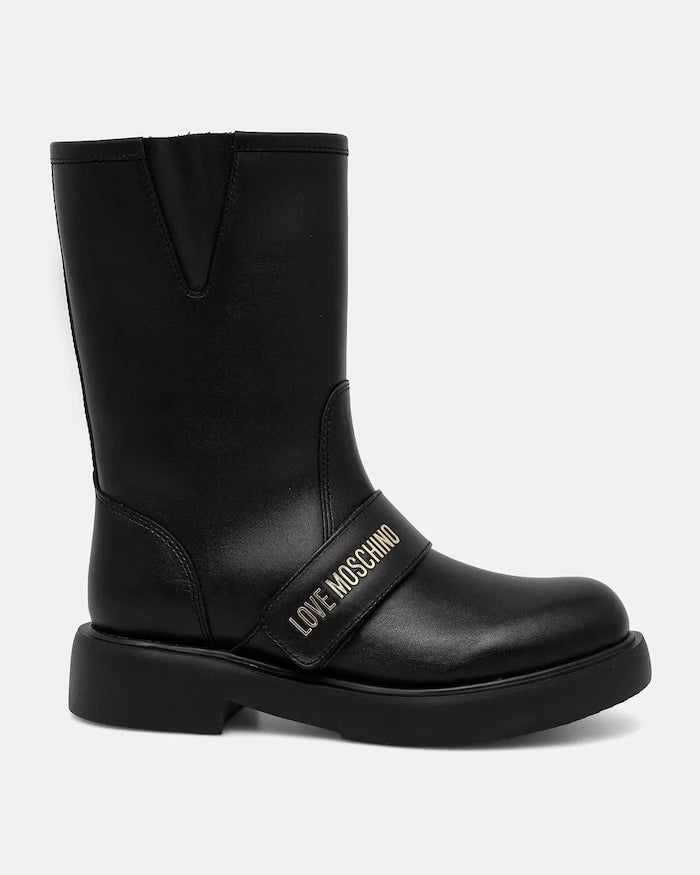 Love Moschino kadın deri düz taban bot