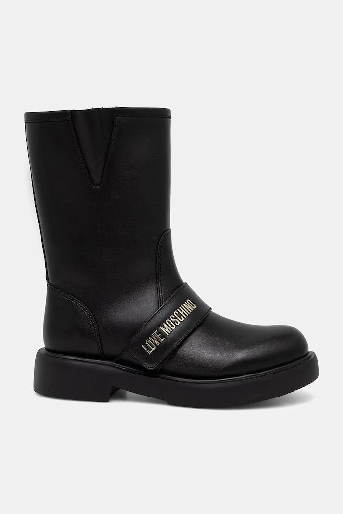 Love Moschino kadın deri düz taban bot
