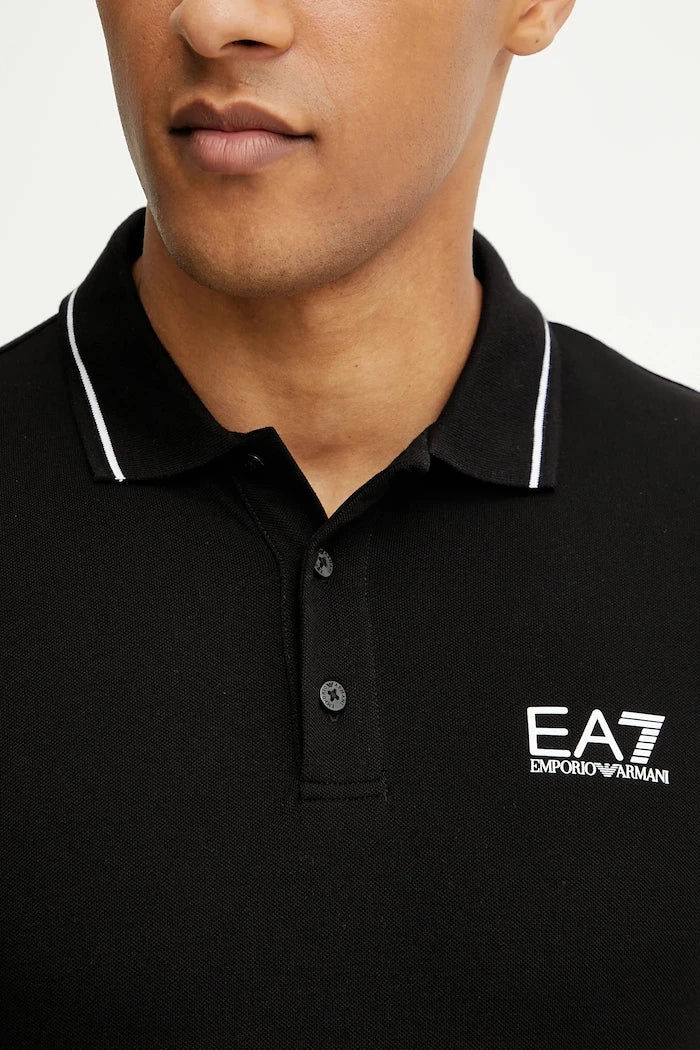 EA7 Emporio Armani erkek pamuklu elastan yakalı tişört