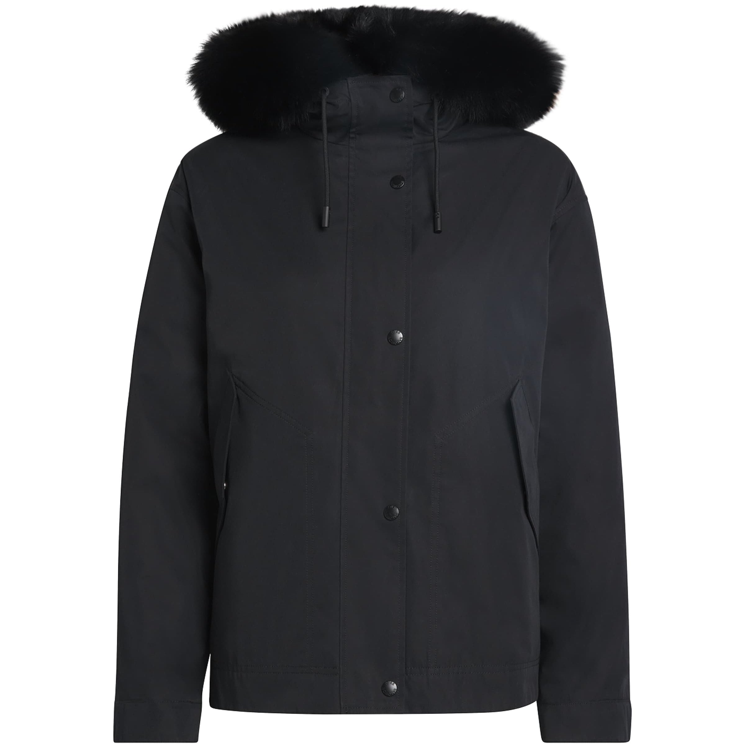 Yves Salomon Black Waterproof Fur-Trim Parka Coat