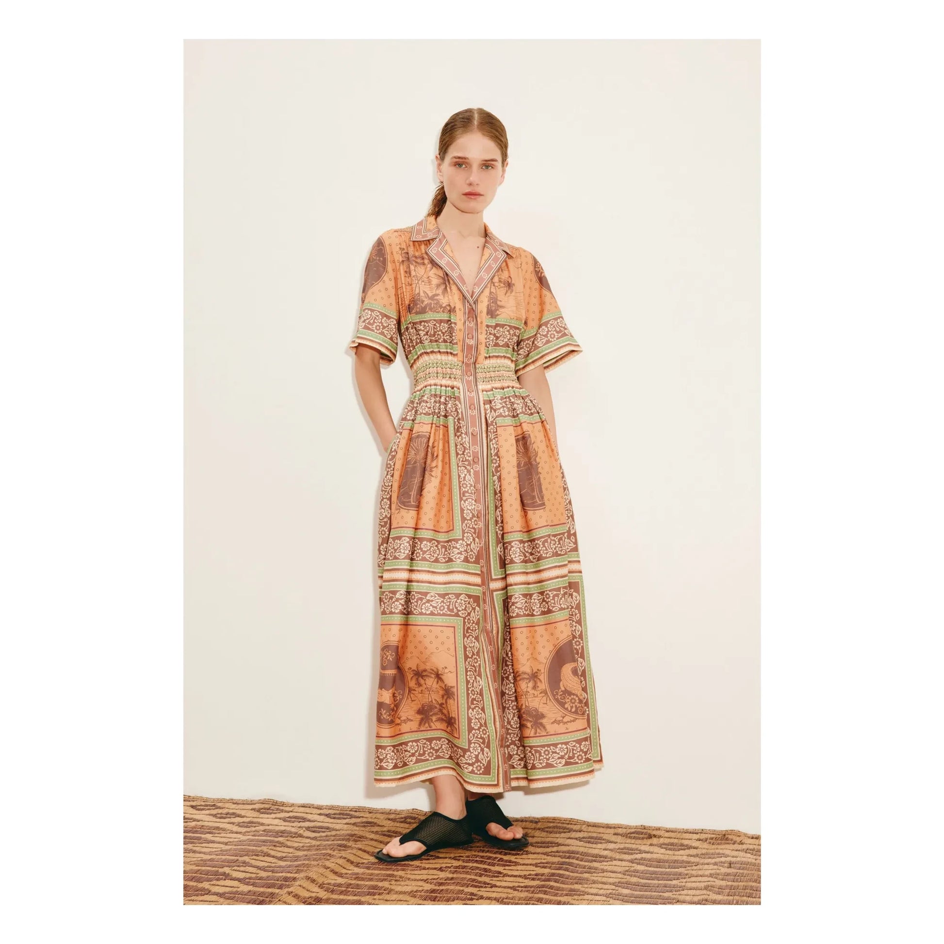 Alémais - Alberta silk and cotton dress | Orange
