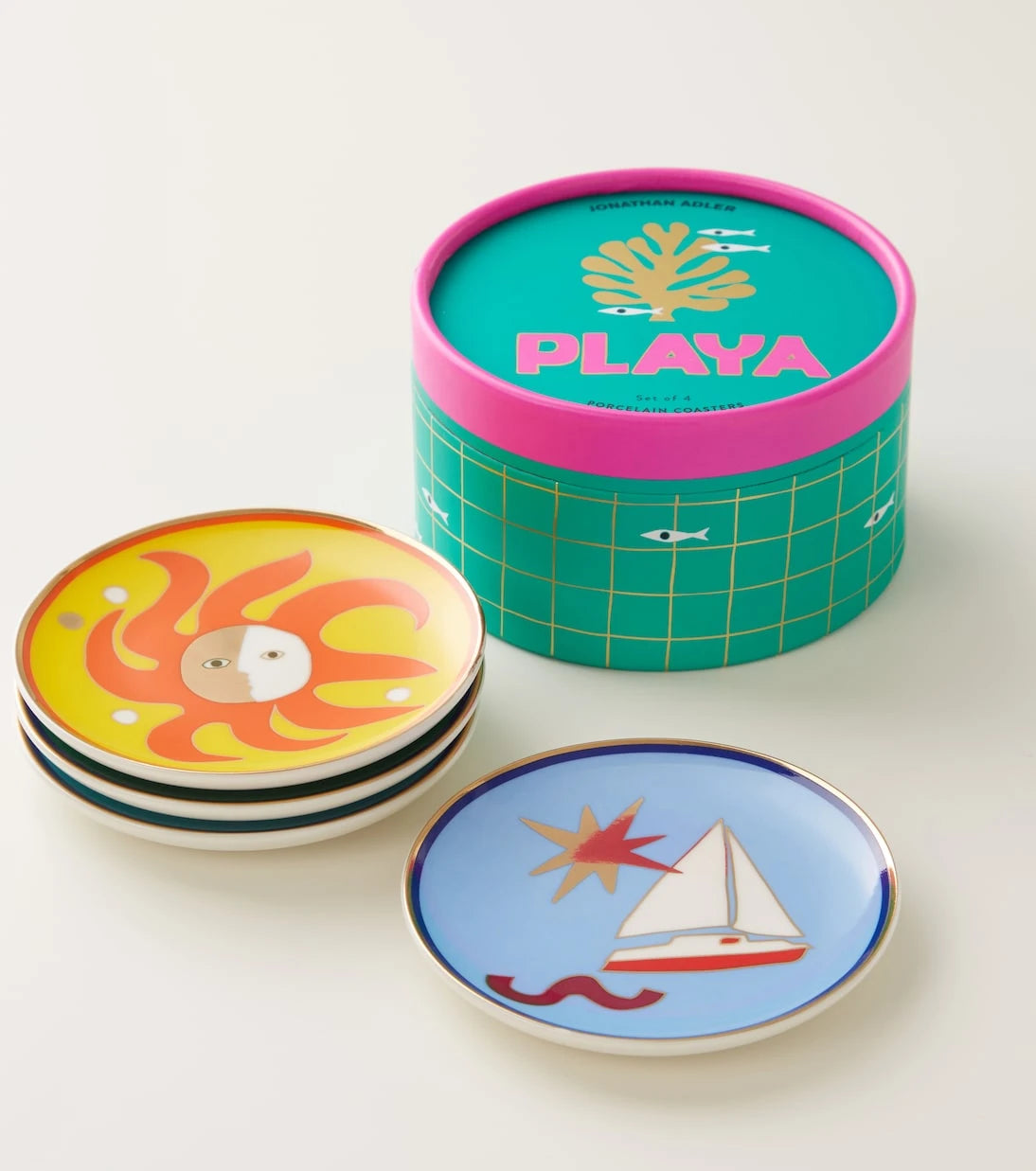 Jonathan Adler - Playa set of 4 porcelain coasters