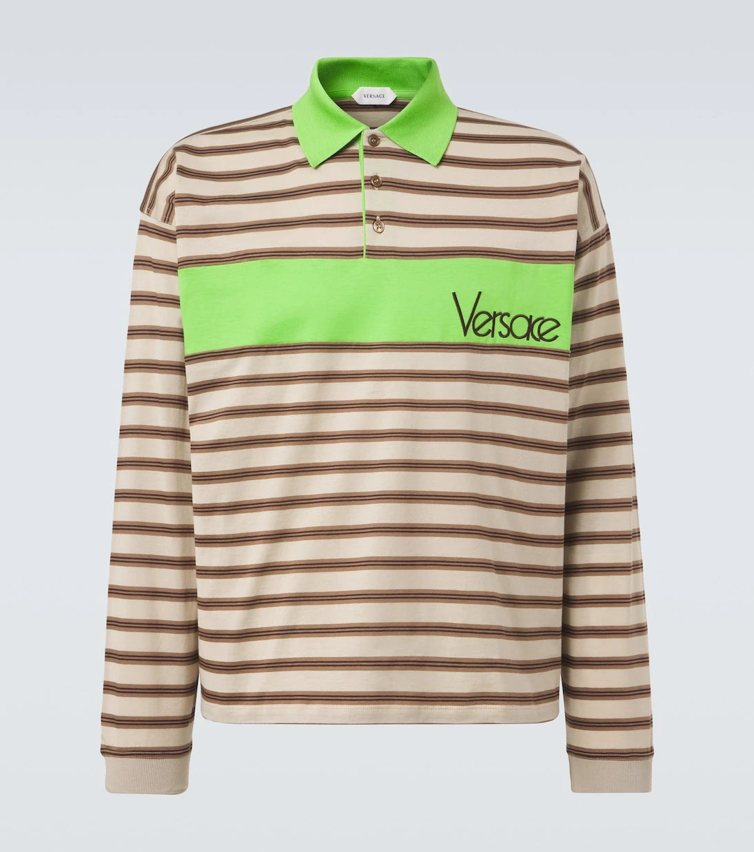 Versace - Striped cotton jersey polo shirt