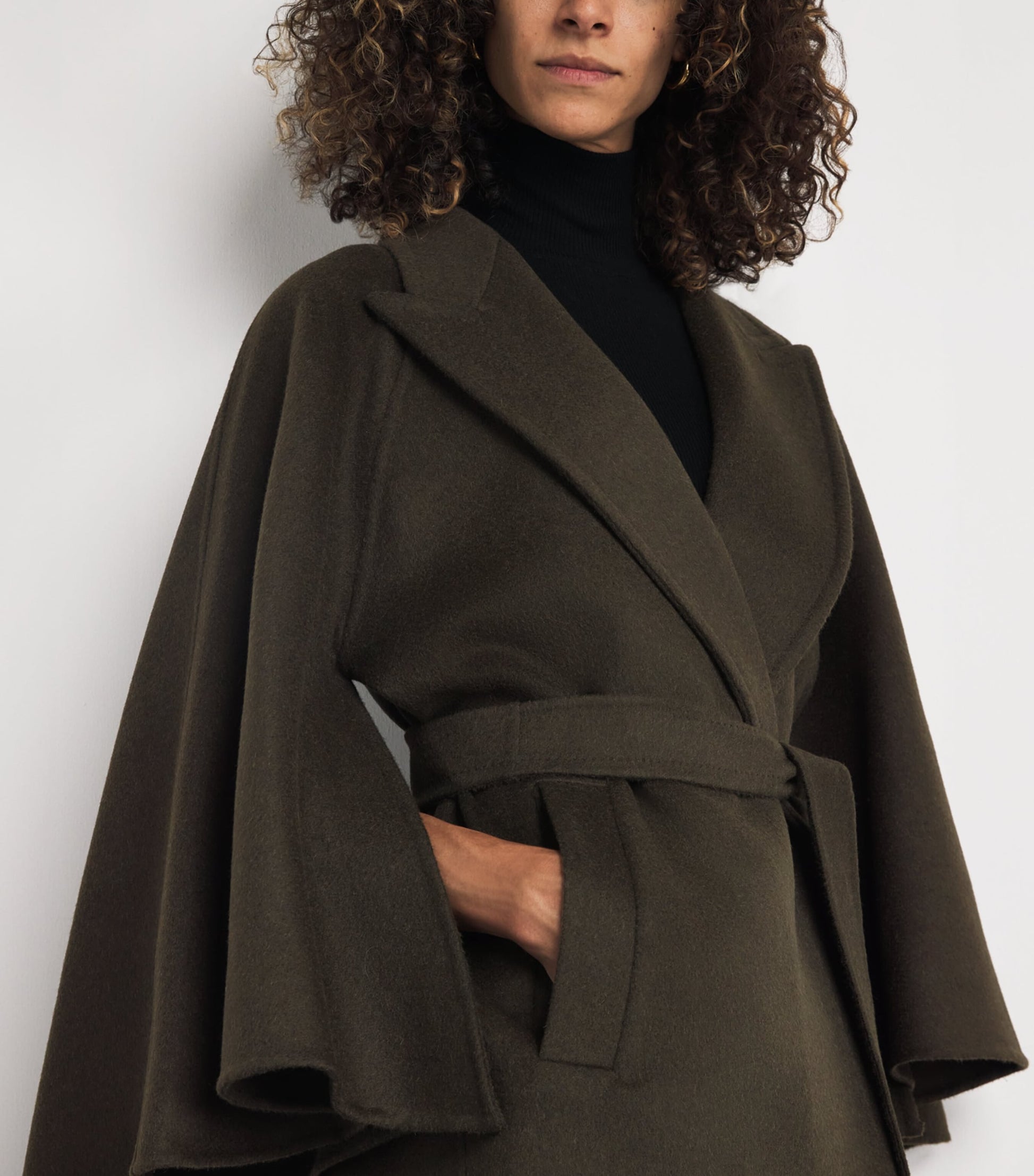 Green Camel-Wool Belted Coat