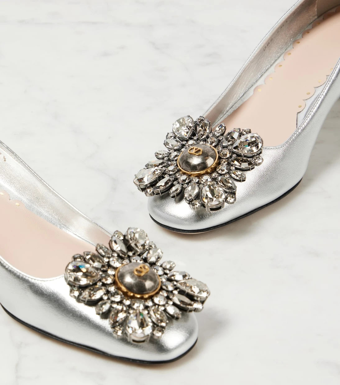 Valentino Garavani - Preshoes 45 metallic leather pumps