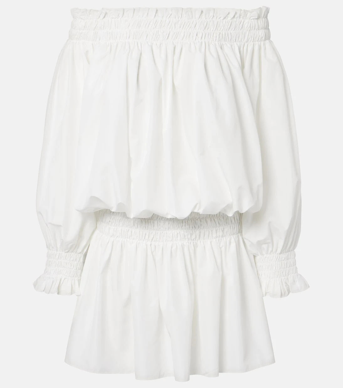 Norma Kamali - Off-shoulder smocked jersey minidress