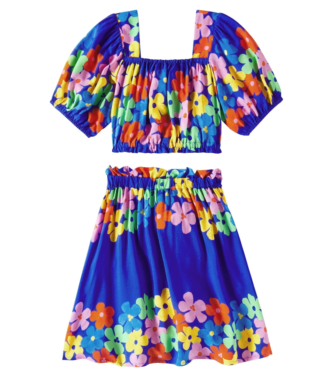 Fábula - Saia Cor-De-Flor cotton top and skirt set
