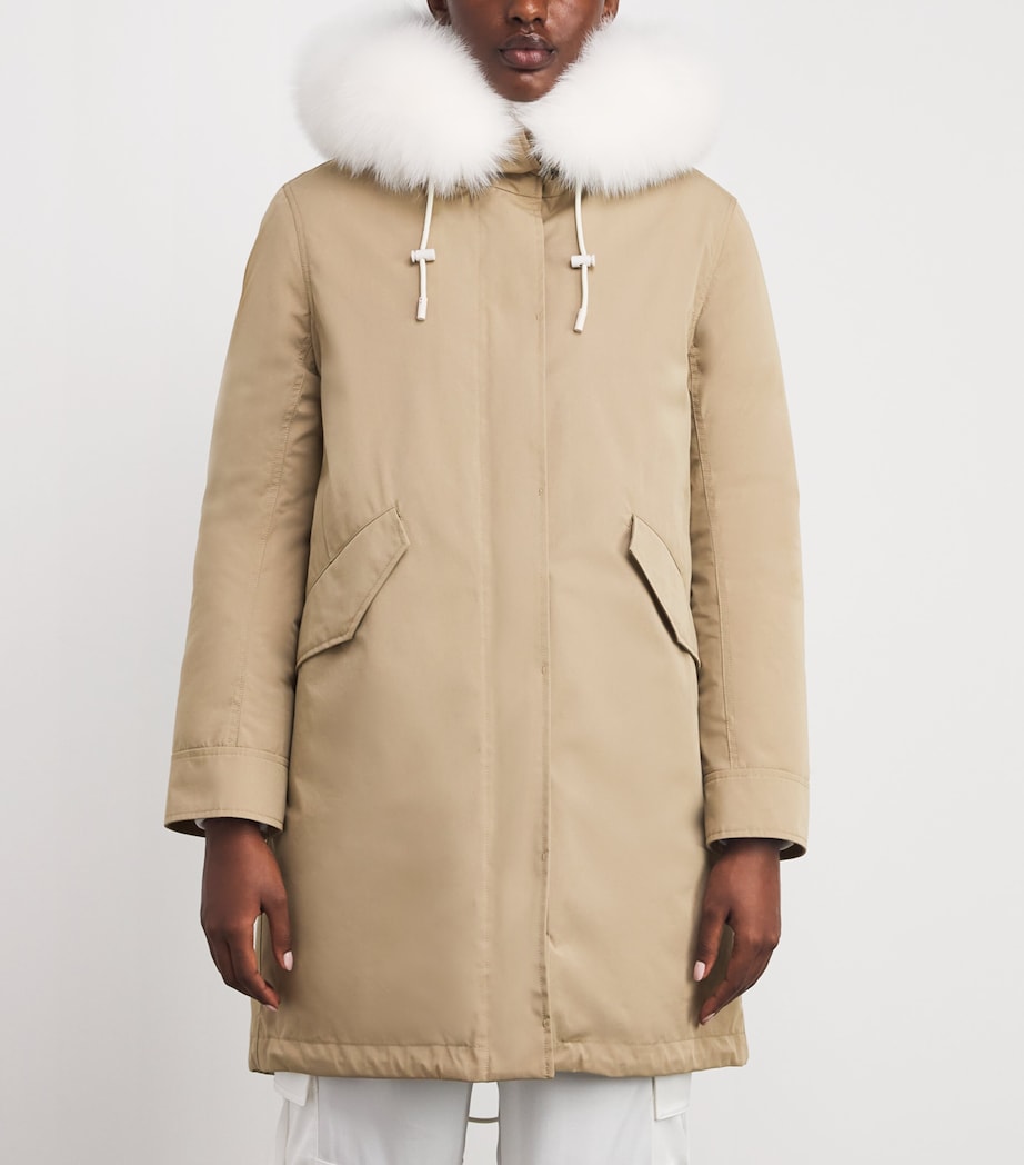 Yellow Fox-Rabbit Blended-Cotton Parka (85cm)