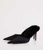 Christian Louboutin Red KM Fur Strass Mules 85