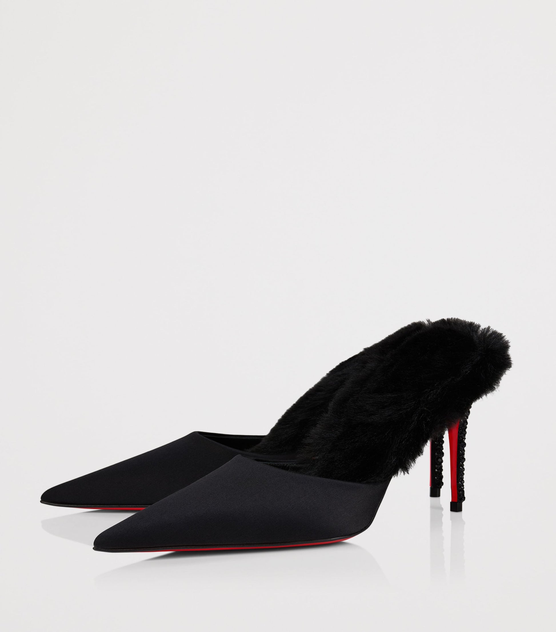 Christian Louboutin Red KM Fur Strass Mules 85