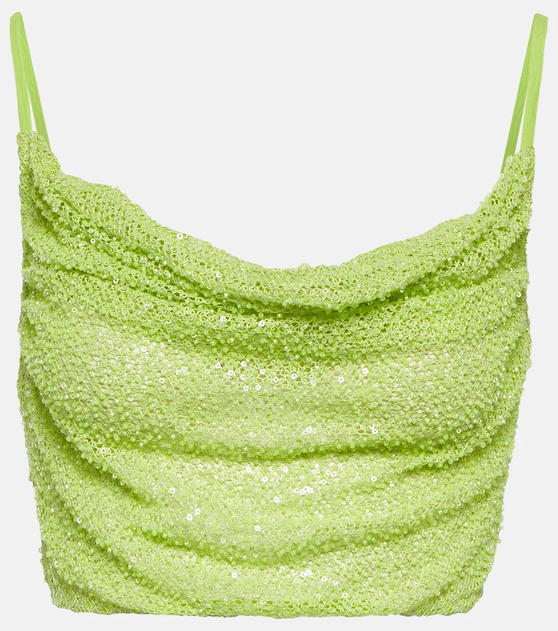 Self-Portrait - Cowl neck embellished cropped top
