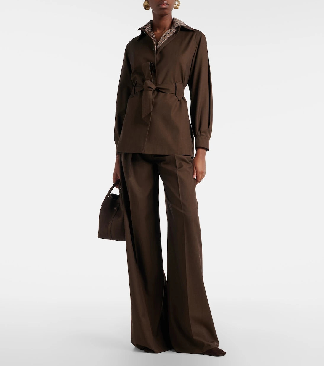 Max Mara - بنطال Quorum بقصة أرجل واسعة من صوف الفيرجن